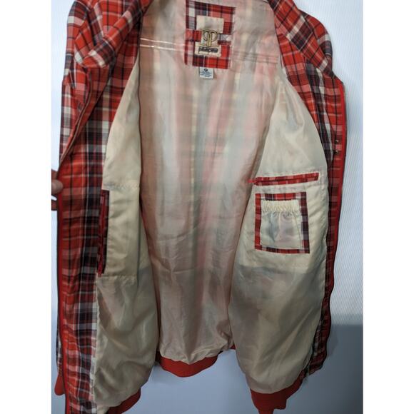 Pelle Pelle Vintage Plaid Zip Front Windebreaker Jacket Orange Brown Gray 4X - Picture 8 of 11